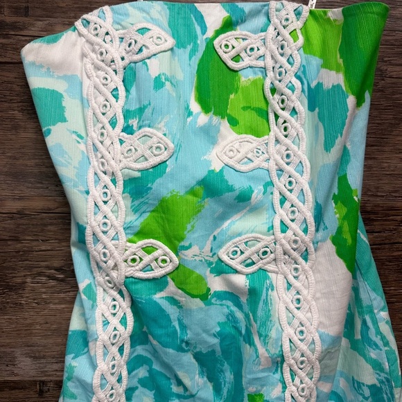 Lilly Pulitzer White Turquoise Green Lace Strapless Sundress - Picture 2 of 13